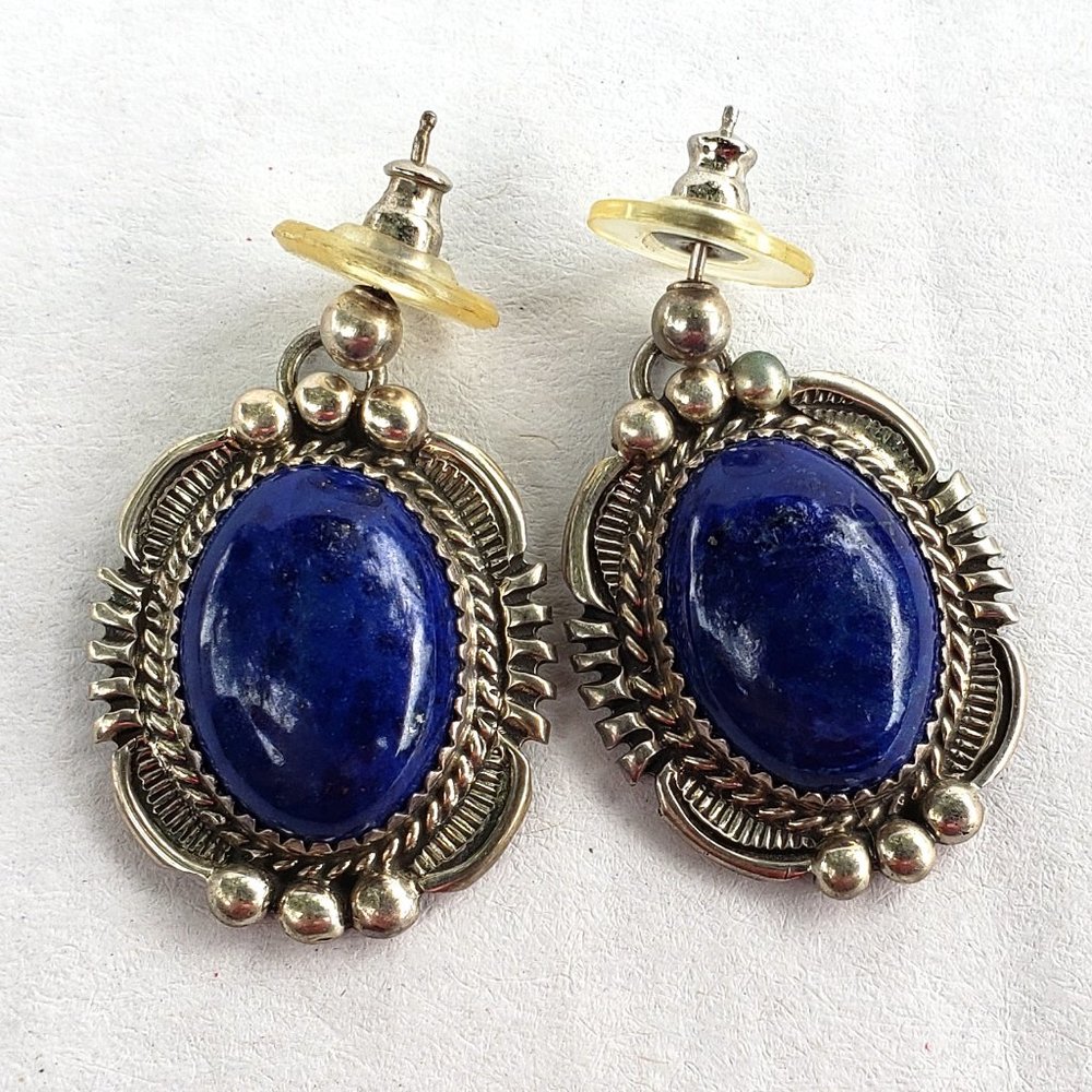Sterling Silver Lapis Lazuli Earrings - Picture 1 of 6